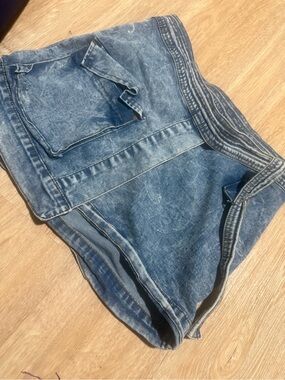 Denim Asymmetrical Mini Skirt - Blue